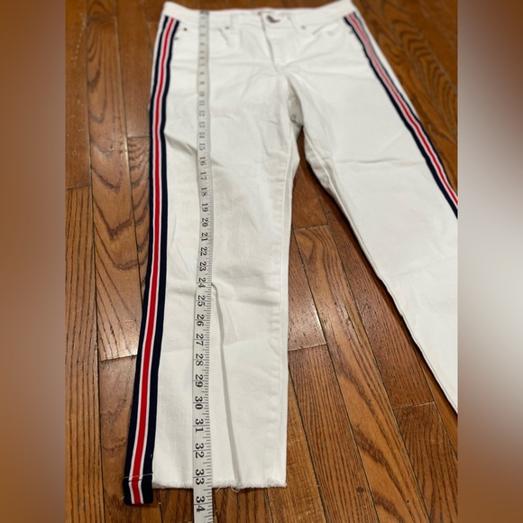 Women's White Pants with Striped Detail - Picture 2 of 14